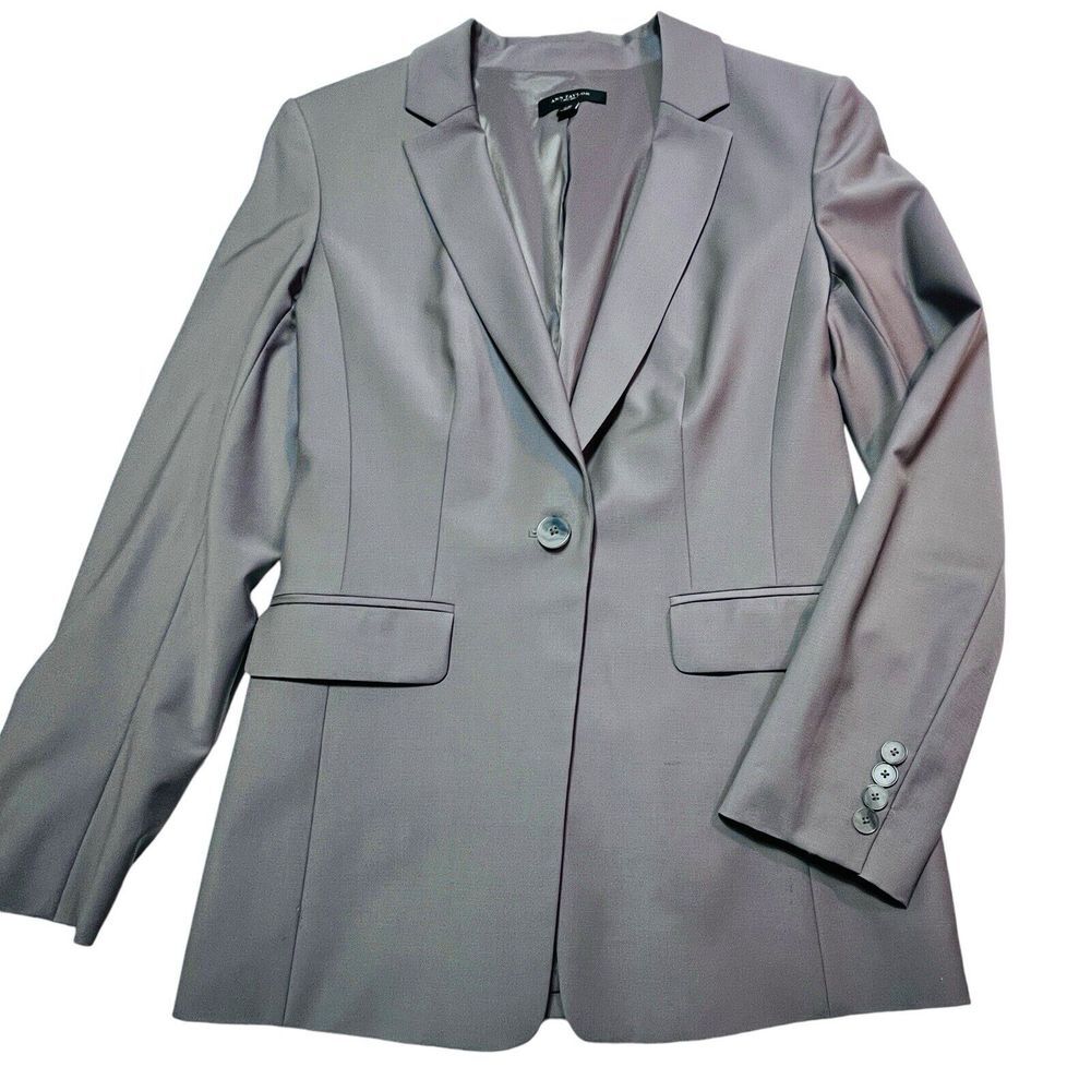 Ann Taylor Gray Taupe Wool Blazer 2 Tall 2T